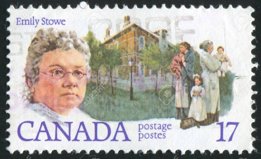 Commemorative Canadian postage stamp featuring a picture of Emily Stowe.