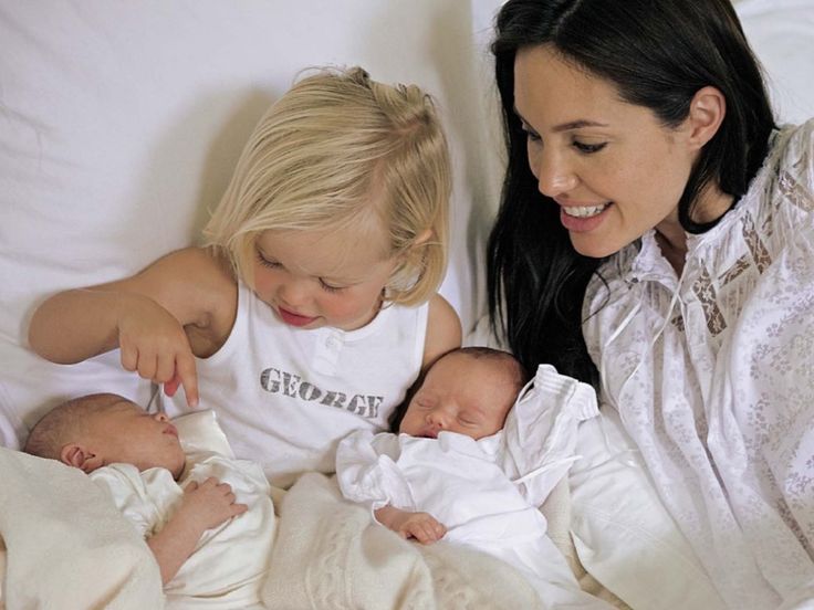 Angelina Jolie and her twin babies